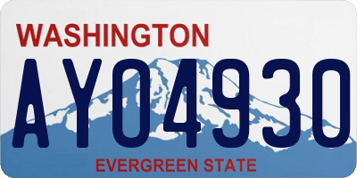 WA license plate AYO4930