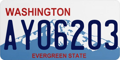 WA license plate AYO6203