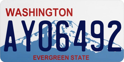 WA license plate AYO6492