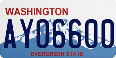 WA license plate AYO6600