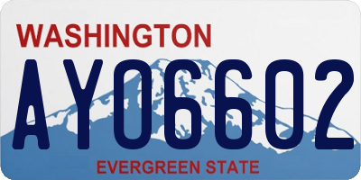WA license plate AYO6602