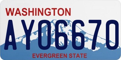 WA license plate AYO6670