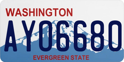 WA license plate AYO6680