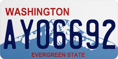 WA license plate AYO6692