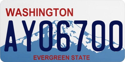 WA license plate AYO6700