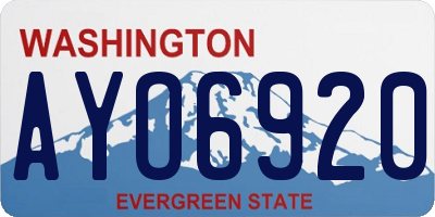 WA license plate AYO6920