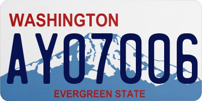 WA license plate AYO7006