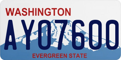 WA license plate AYO7600