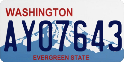 WA license plate AYO7643