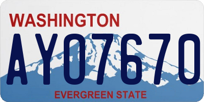 WA license plate AYO7670