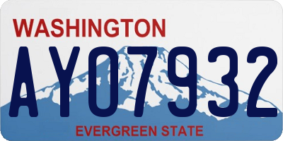 WA license plate AYO7932