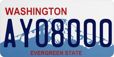 WA license plate AYO8000