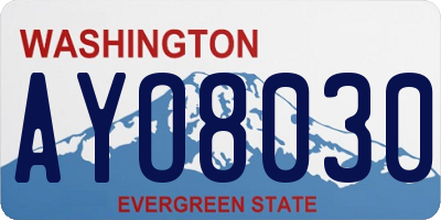 WA license plate AYO8030