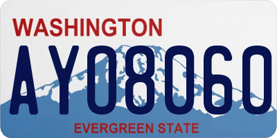 WA license plate AYO8060