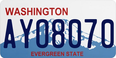 WA license plate AYO8070