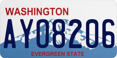 WA license plate AYO8206