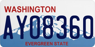 WA license plate AYO8360