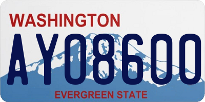 WA license plate AYO8600