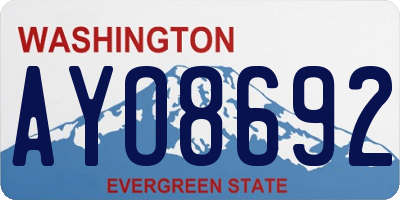 WA license plate AYO8692