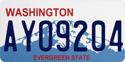 WA license plate AYO9204