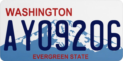 WA license plate AYO9206