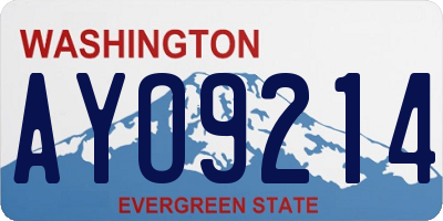 WA license plate AYO9214