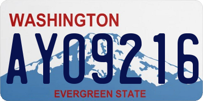 WA license plate AYO9216