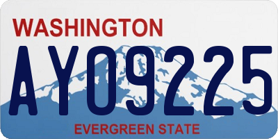 WA license plate AYO9225