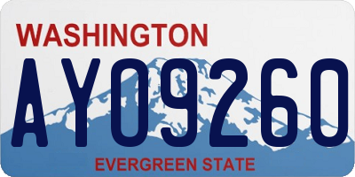 WA license plate AYO9260