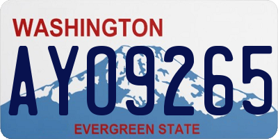 WA license plate AYO9265