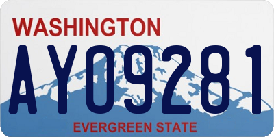 WA license plate AYO9281