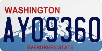 WA license plate AYO9360