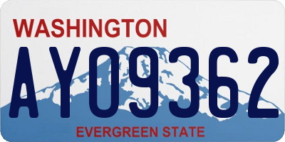 WA license plate AYO9362