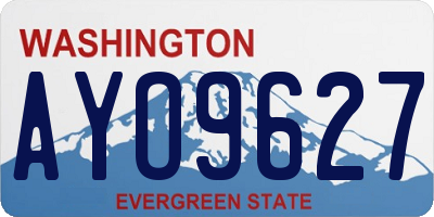 WA license plate AYO9627