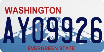 WA license plate AYO9926