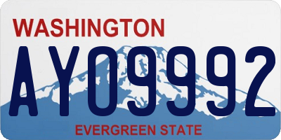 WA license plate AYO9992