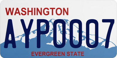 WA license plate AYP0007