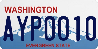 WA license plate AYP0010