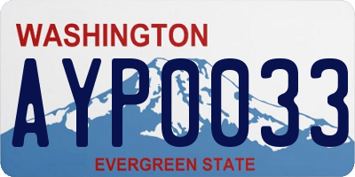 WA license plate AYP0033