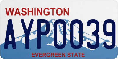 WA license plate AYP0039