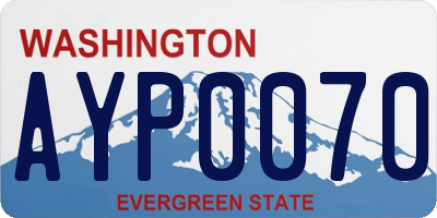 WA license plate AYP0070