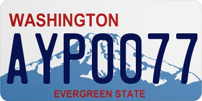WA license plate AYP0077