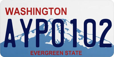 WA license plate AYP0102