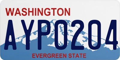 WA license plate AYP0204