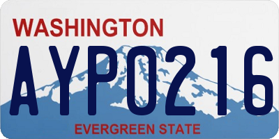 WA license plate AYP0216