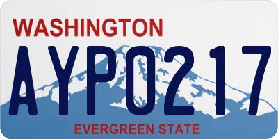 WA license plate AYP0217