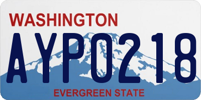 WA license plate AYP0218