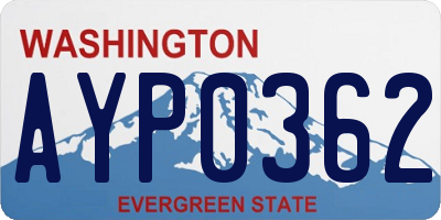 WA license plate AYP0362