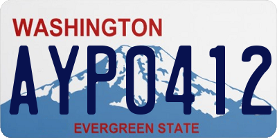 WA license plate AYP0412