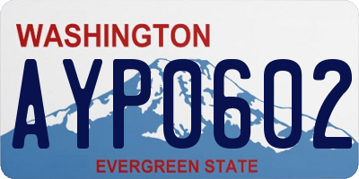 WA license plate AYP0602